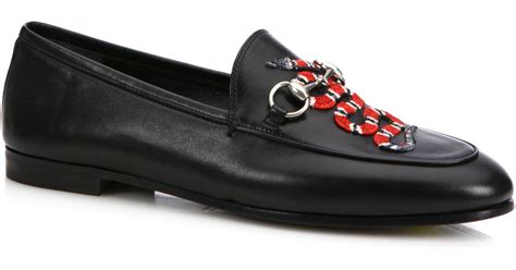 Gucci Brixton Snake Leather Loafers In Black Lyst