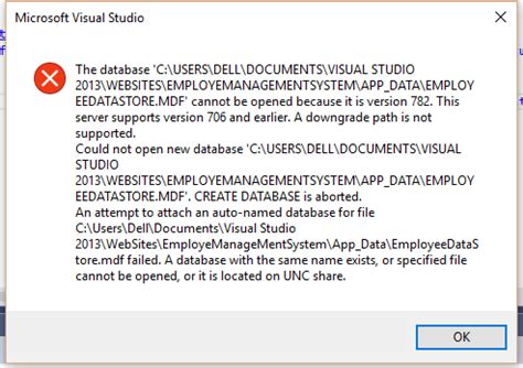 Error The Database Cannot Be Opened Because It Is Version This Server Supports Version