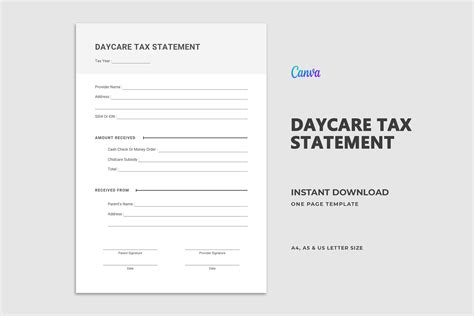 Daycare Tax Statement Form Graphic By Laxmiowl · Creative Fabrica
