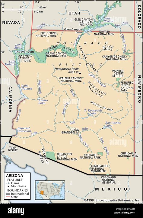 Map Of Arizona Fotos Und Bildmaterial In Hoher Auflösung Alamy
