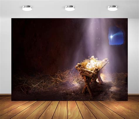 Beleco 10x8ft Fabric Nativity Scene Backdrop Birth Of