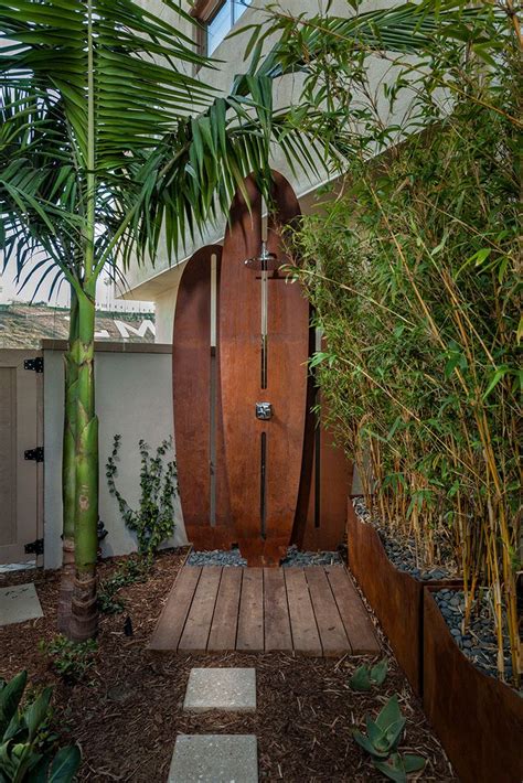 An outdoor shower is even more beneficial to people who have a beach or pool near their homes. Woodson At Playa Vista - Pacific Dimensions | Outdoor remodel, Outdoor bathroom design, Outdoor ...
