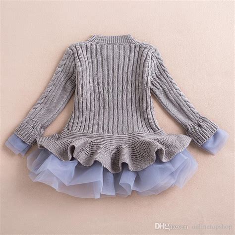 2015 Autumn Winter Girls Knit Sweater Dresses Baby Girl Tulle Lace Tutu