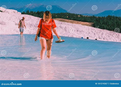 Unidentified People Swim At Pamukkale Editorial Photography Image Of