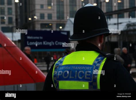 London Uk 25th February 2016 A British Transport Police Officer On