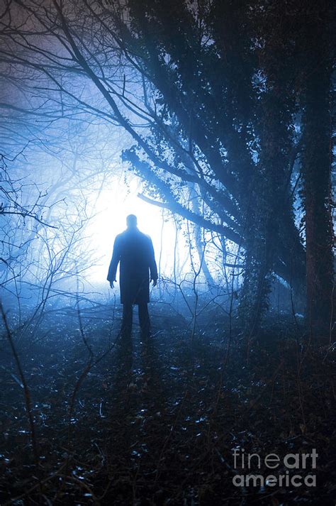 Sinister Man Alone In Nighttime Forest Photograph By Lee