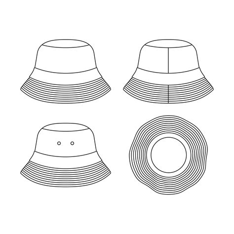 Template Bucket Hat Illustration Flat Design Outline Template Clothing