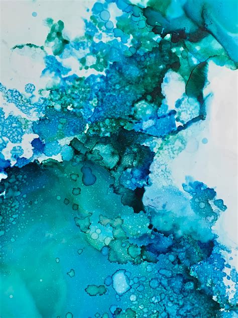 Original Abstract Painting Teal A3 Etsy