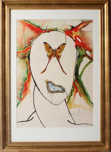 Salvador Dali Colored Lithograph Butterfly Face Modernism