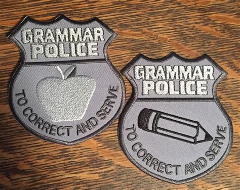 Grammar Police Badge Patch Etsy