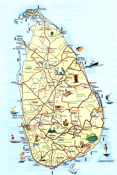 Detailed Tourist Map Of Sri Lanka Sri Lanka Detailed Tourist Map