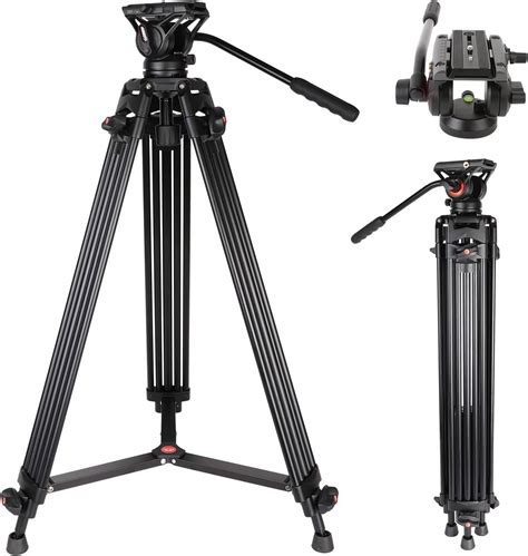 Coman Kx3636 Professional Heavy Duty Aluminum 74 Inch Tripod Kit Twin Tubes With Middle Spreader