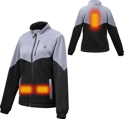 Womens Heated Jacket Lychee Full Zip Fleece Sweatshirt