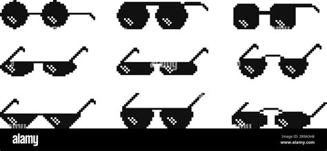 Pixel Boss Sunglasses 8 Bit Sunglass Design Isolated Gangster Meme Logos Retro Game