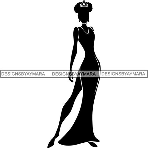 Black Afro Queen Silhouette Style Svg Cut Files Designsbyaymara