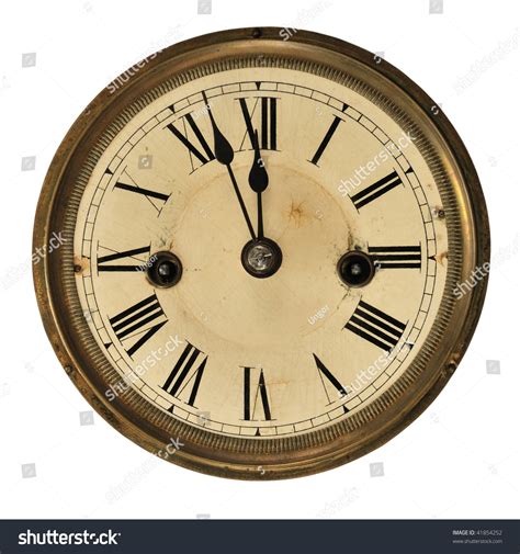 Antique Clock Face Showing The Time Three Minutes To Midnight