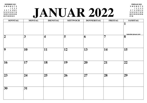 Lesen sie jetzt „kalenderblatt 2021: KALENDER JANUAR 2022 : JANUAR KALENDER ZUM AUSDRUCKEN ...