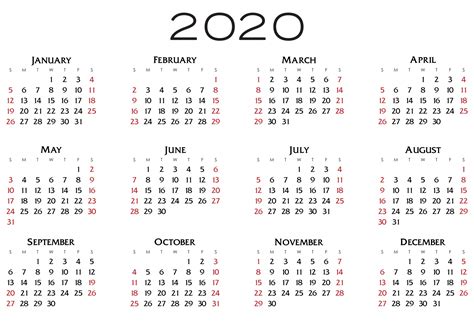 Kalender 2020 Kostenloses Stock Bild Public Domain Pictures