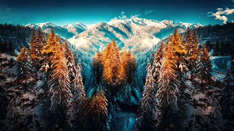 3840x2160 Snow Landscape Mountains Trees Forest 5k 4k Hd 4k Wallpapers