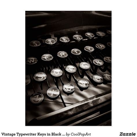 Vintage Typewriter Keys In Black And White Postcard Zazzle Typewriter Black And White