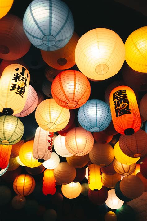 Chinese Lanterns Lanterns Colorful Light Decoration Hd Phone