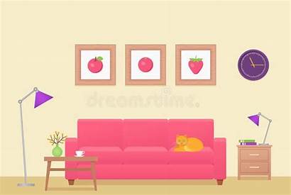 Living Interior Flat Vector Illustration Background Cartoon