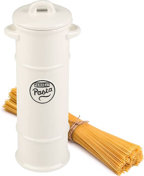 Vintage Style White Ceramic Spaghetti And Dried Pasta Storage Container