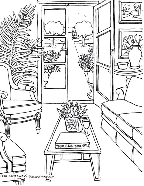 Coloring Pages For Adults Some Drawings Of Living Rooms For Adults To