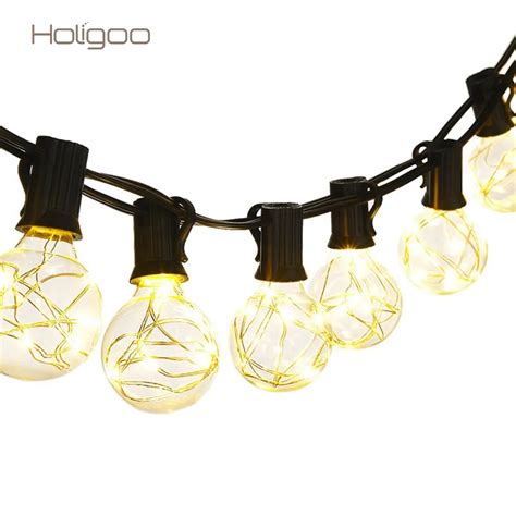 Holigoo 25ft G40 Bulb Globe String Lights Outdoorindoor Led Ligh