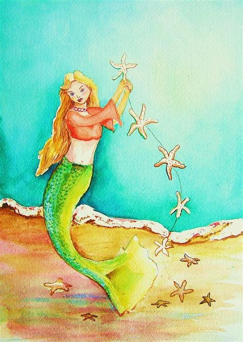 Starfish Mermaid Painting By Patricia Piffath Fine Art America