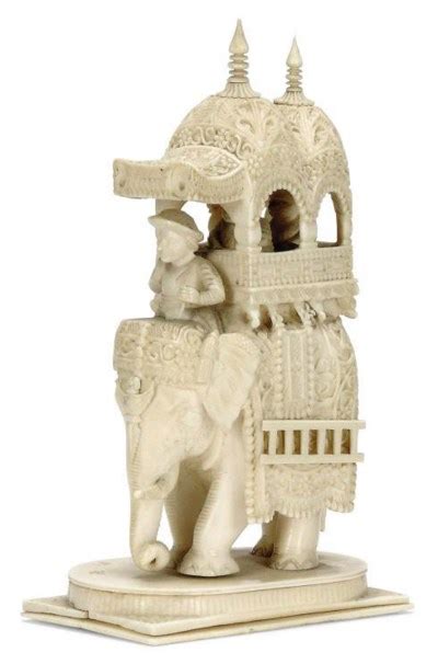 An Indian Ivory Chess Piece Carved As An Elephant With A Howdah 19th