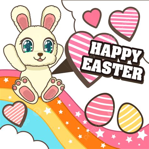 easter egg bunny vector art png easter bunny and eggs sliding on a rainbow easter bunny