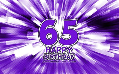 Herunterladen Hintergrundbild Happy 65th Birthday 4k Violett Abstrakt