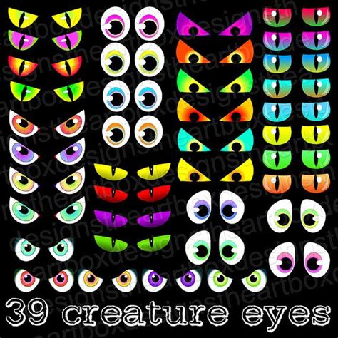 Spooky Eyes Clipart Creature Eyes Clipart Monster Eyes Cat Etsy