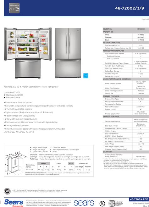 Kenmore 22 Cu Ft French Door Bottom Freezer Refrigerator W Internal