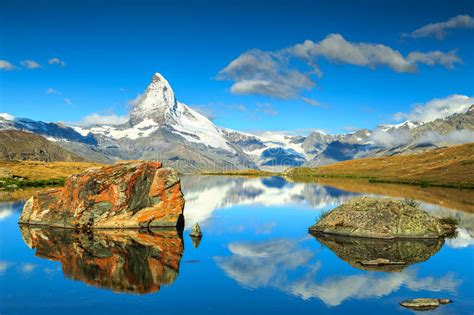 Summer Landscape With Matterhorn Peak And Stellisee Lakevalais