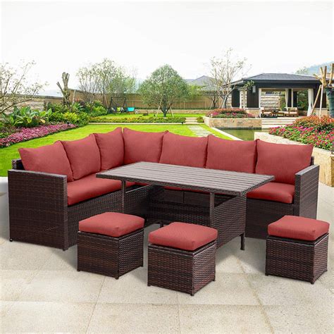 If you also want to have a cool appealing with the chair and ottoman, you need to try this in your outdoor area like patio or deck. 7 Piece Outdoor Conversation Set All Weather Wicker ...