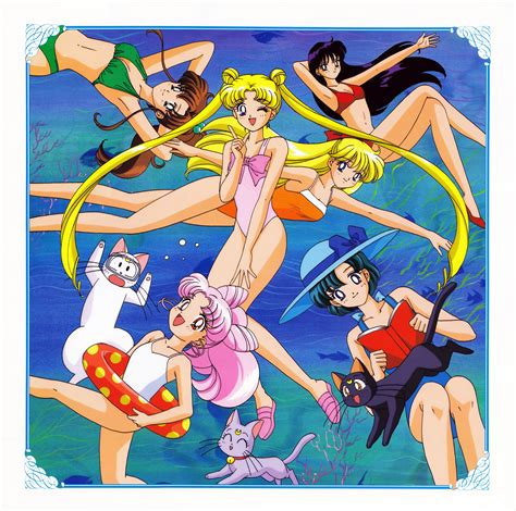 Bikini Sailor Moon Swim Girl Girls Anime Rei Ami Makato Chibiusa