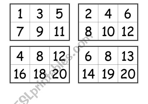 0 20 Number Bingo Cards Free Printable Printable Bingo Cards