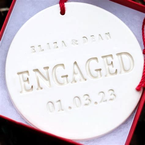 Engaged Ornament Engagement Party T Personalized Engaged Etsy