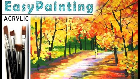How To Paint Beautiful Fall Forest Landscape Acrylic Paint Tutorial