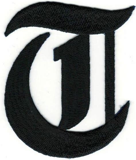 3 Fancy Black Old English Alphabet Letter T Embroidered Patch Ebay