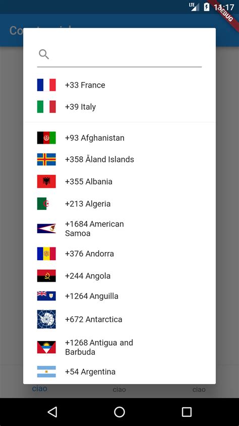Countrycodepicker Flutter Package