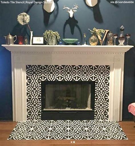 Sizzling Stencil Style Paint Your Fireplace Tiles Diy Home Decor