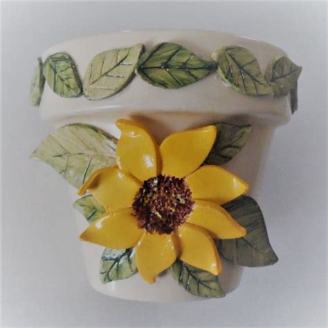 Flower Pot Sunflower Flower Pot Sunflower Planter Etsy Potted