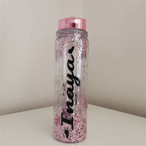 Glitter Water Bottle Personalised Water Bottle Pink Water Etsy