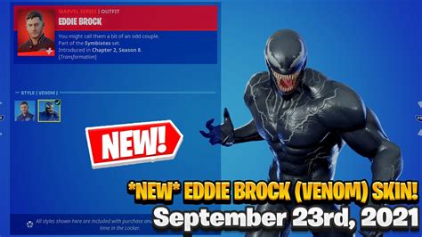New Eddie Brock Venom Skin Fortnite Item Shop September 23rd