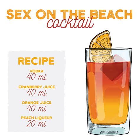 premium vector sex on the beach cocktail illustration recipe drink with ingredients