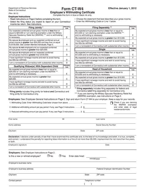 Ct W4 Fillable Form 2021 Fill Out And Sign Online Dochub
