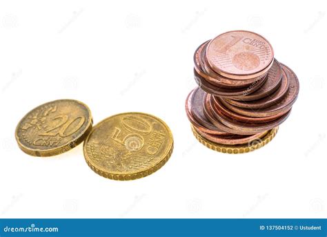 Euro Coins Cents Of Different Denominations Stock Photo Image Of Cash